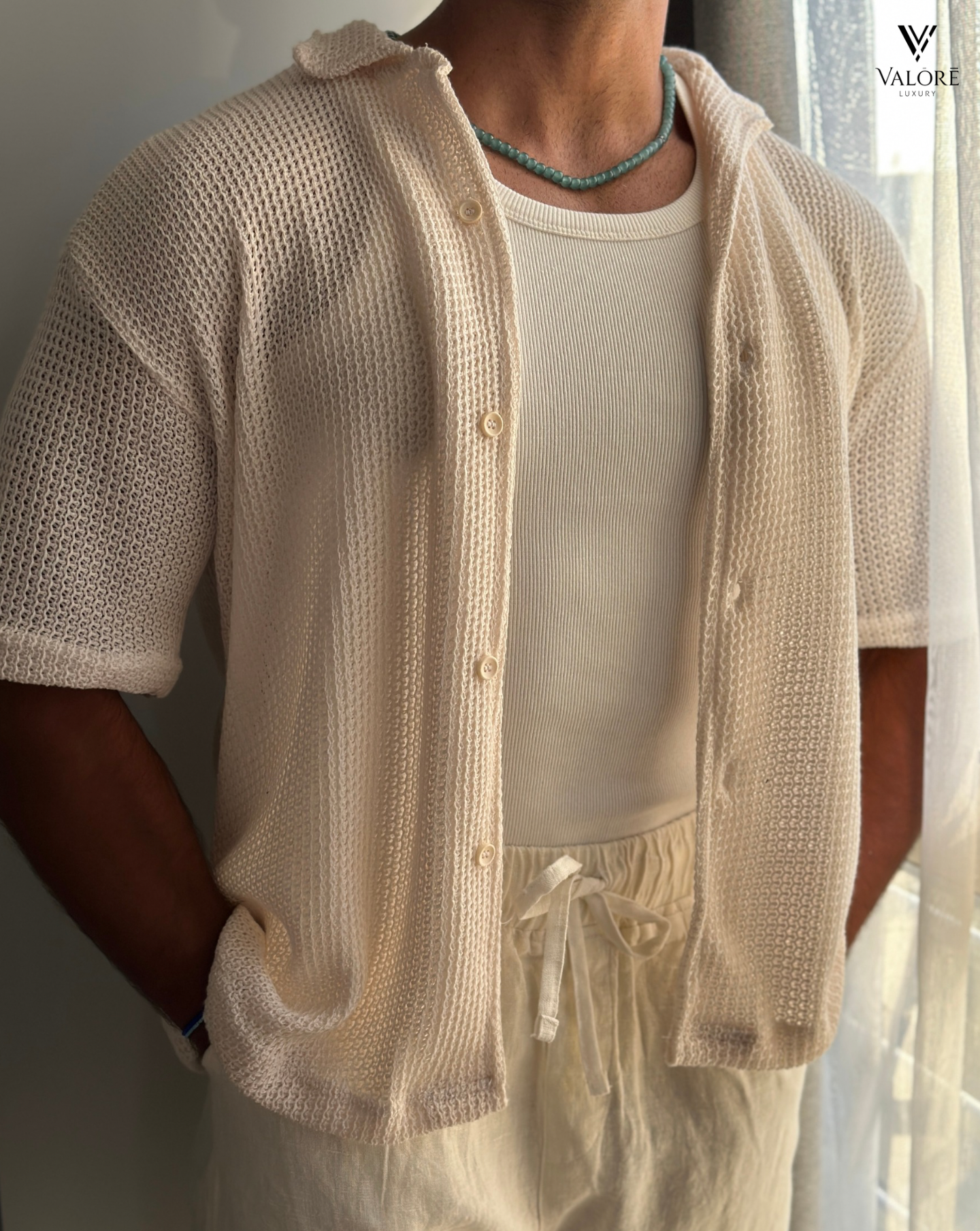 Crochet textureshirt relaxed fit