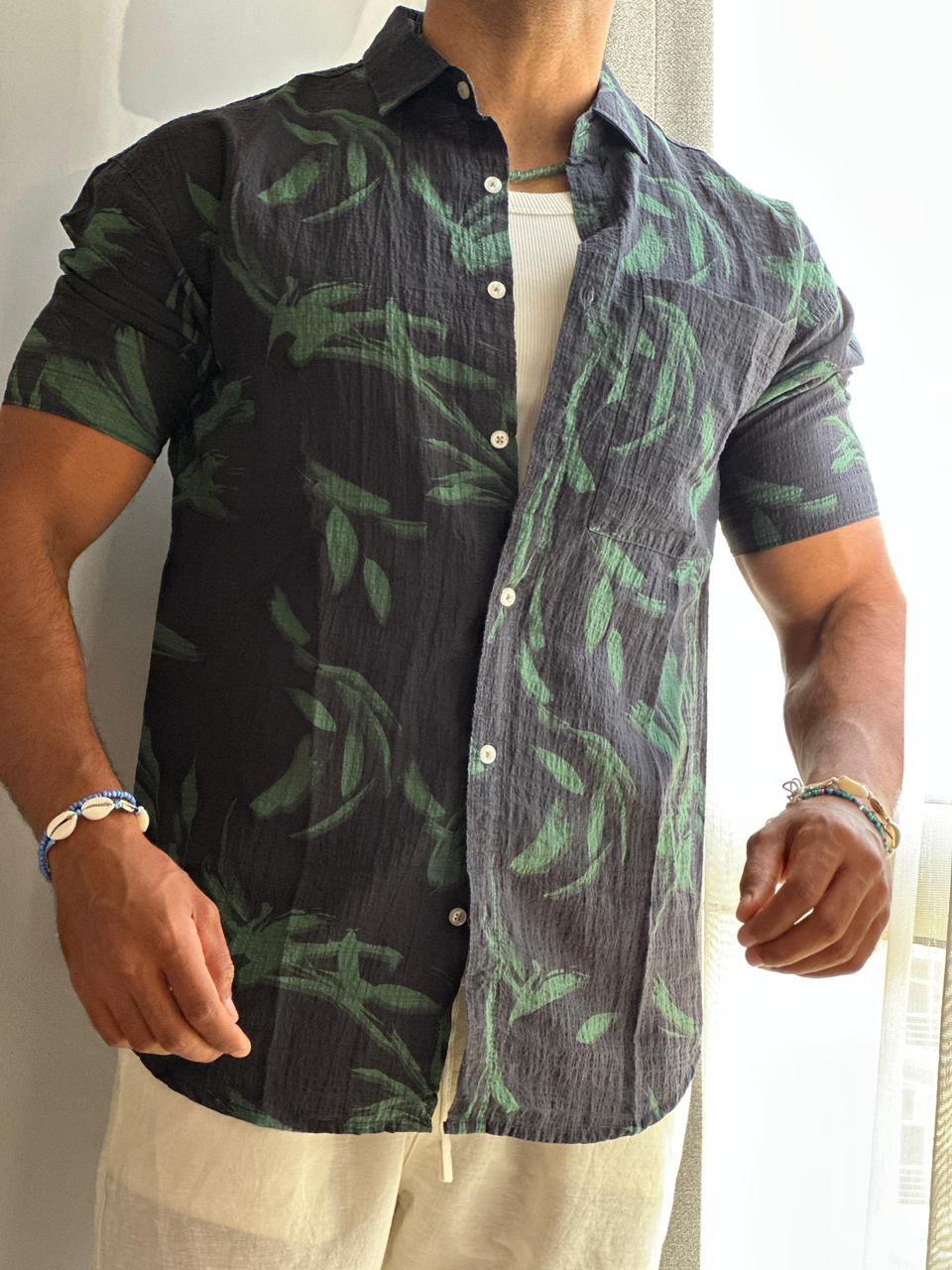 Leaf print shirt relaxed fit