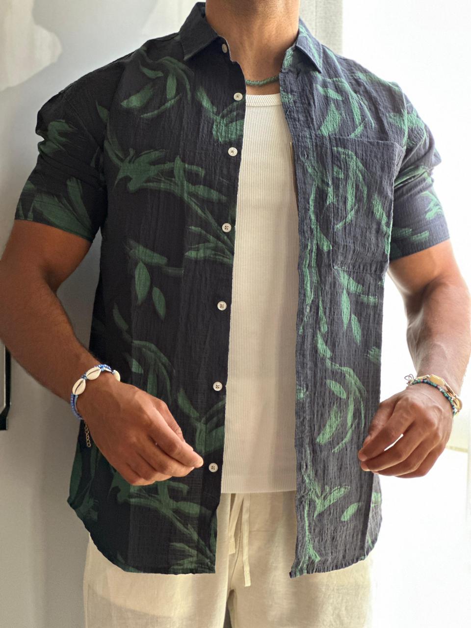 Leaf print shirt relaxed fit