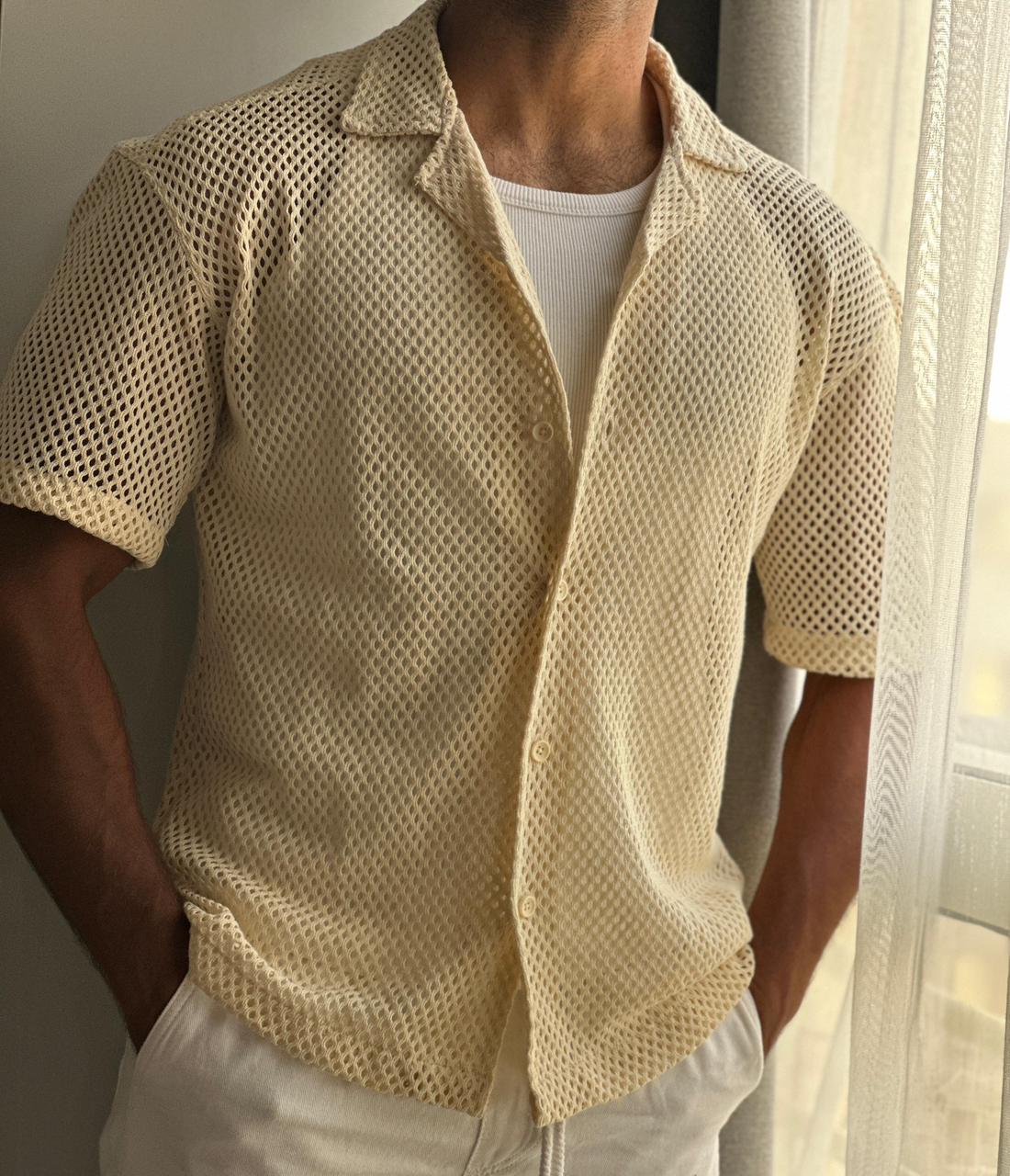 Crochet textureshirt relaxed fit